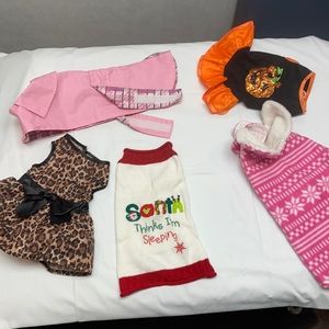 Assorted Dog Apparel Set - Pink, Orange, Leopard, White, Pink
